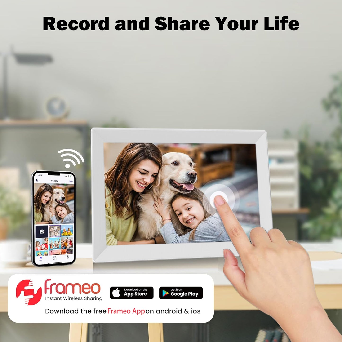 VEANXIN Frameo 10.1 Inch WiFi Digital Photo Frame-White