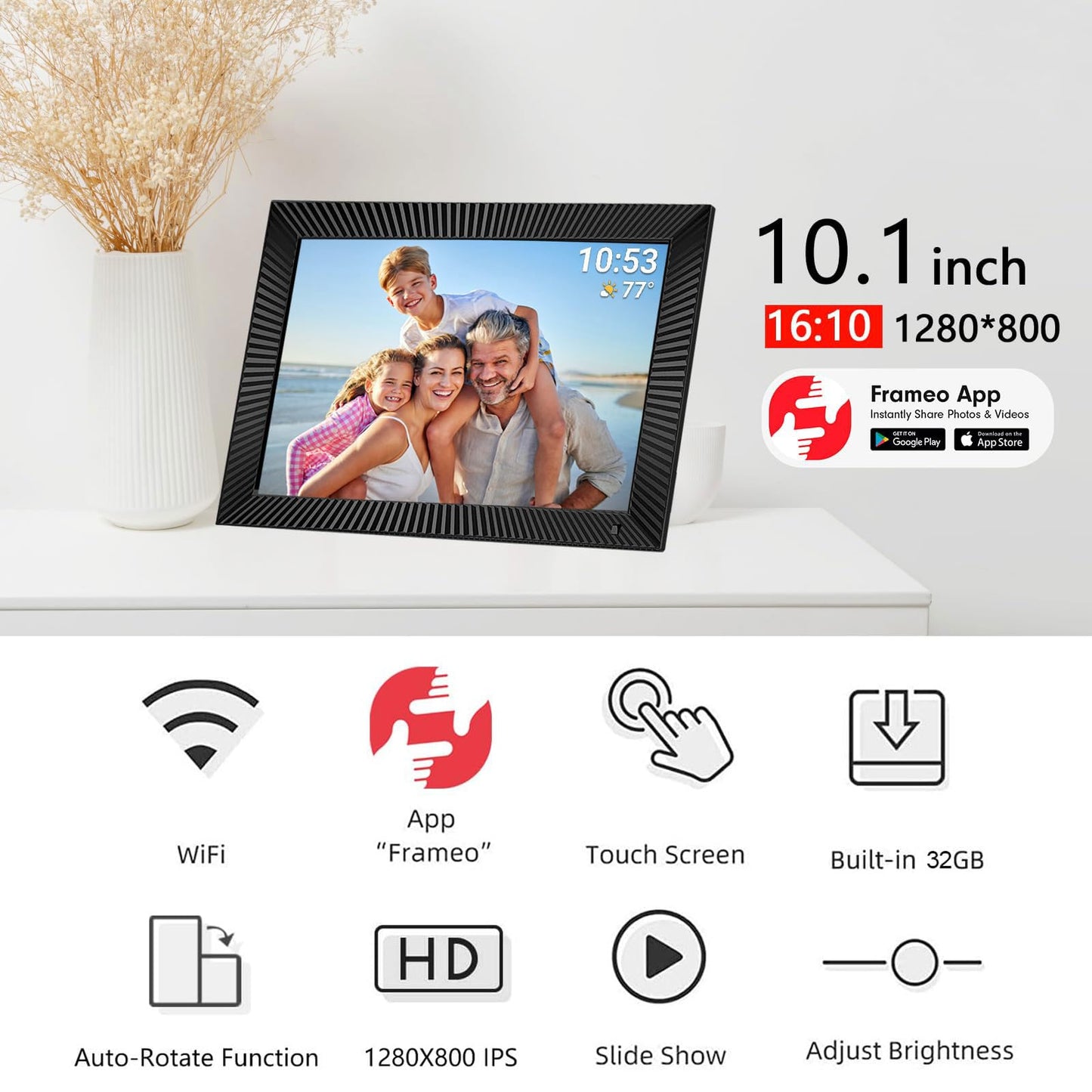 VEANXIN Frameo 10.1 Inch WiFi Digital Photo Frame
