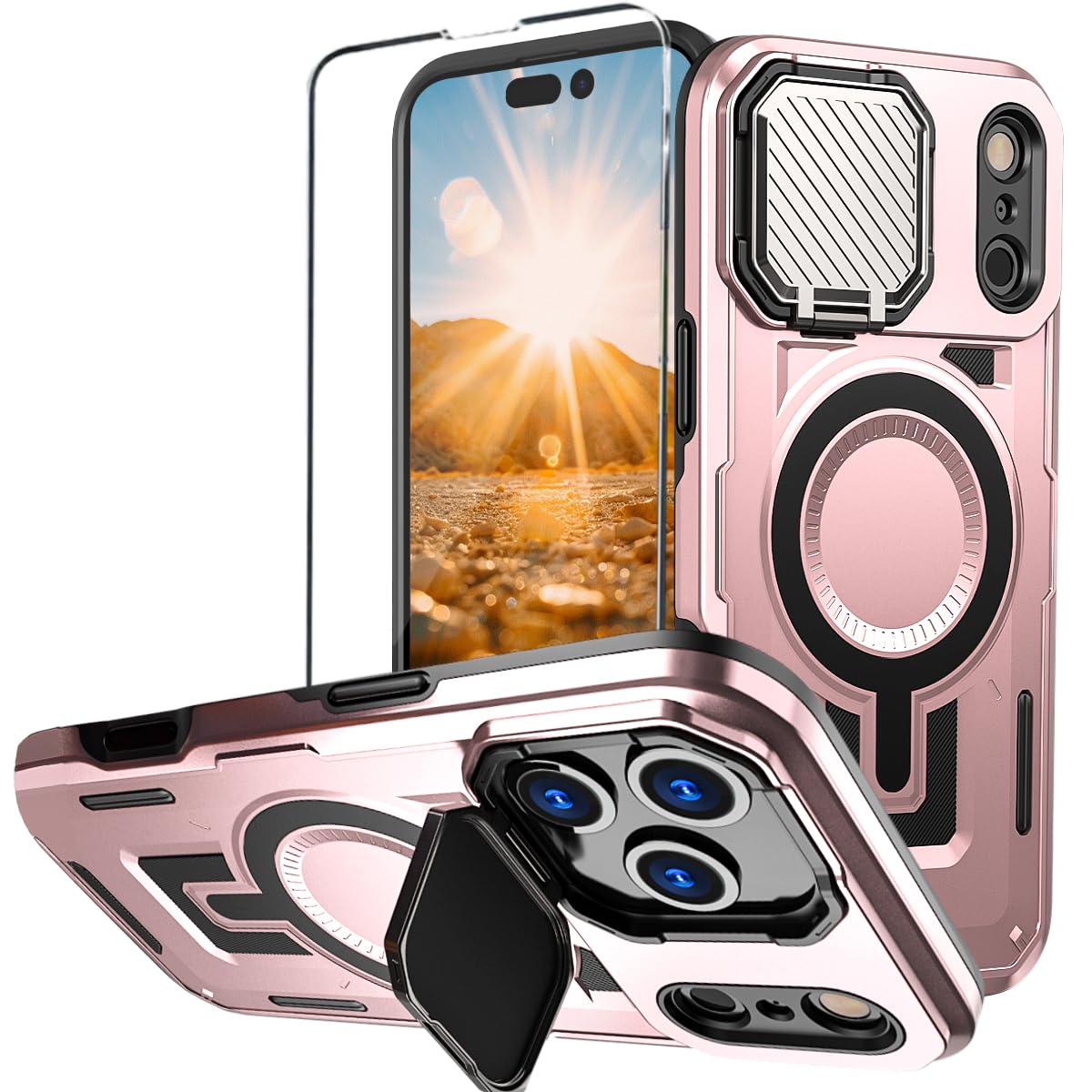 Military Grade Magnetic iPhone 16 Pro Phone Case with Stand screen p