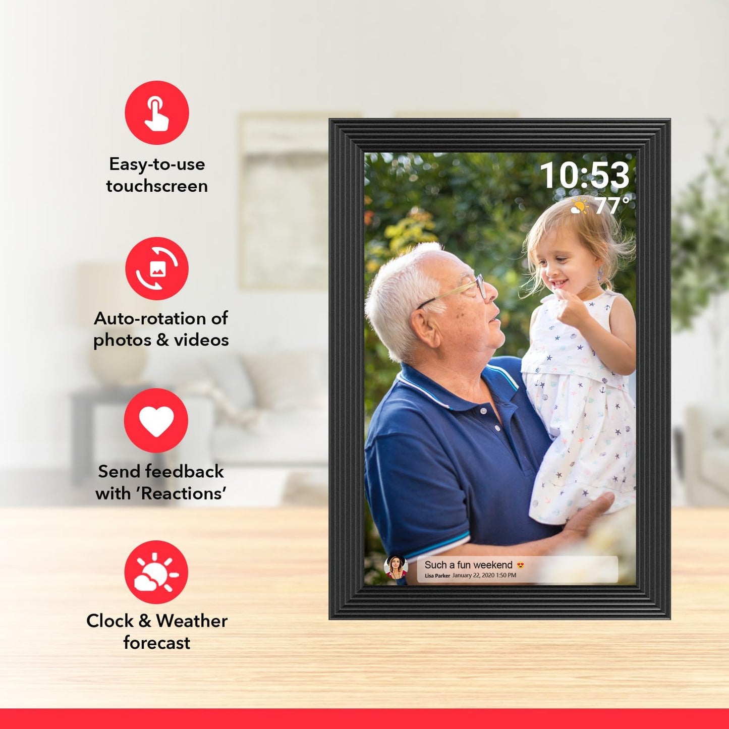 VEANXIN Frameo 10.1 Inch WiFi Digital Photo Frame