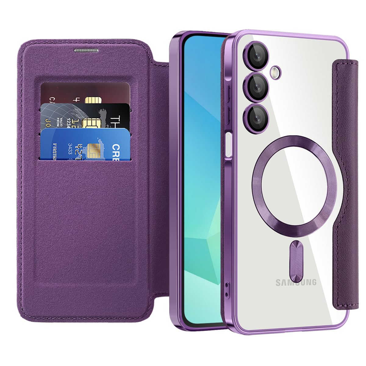 Flip leather phone case for Samsung Galaxy A17 5G, MagSafe compatible