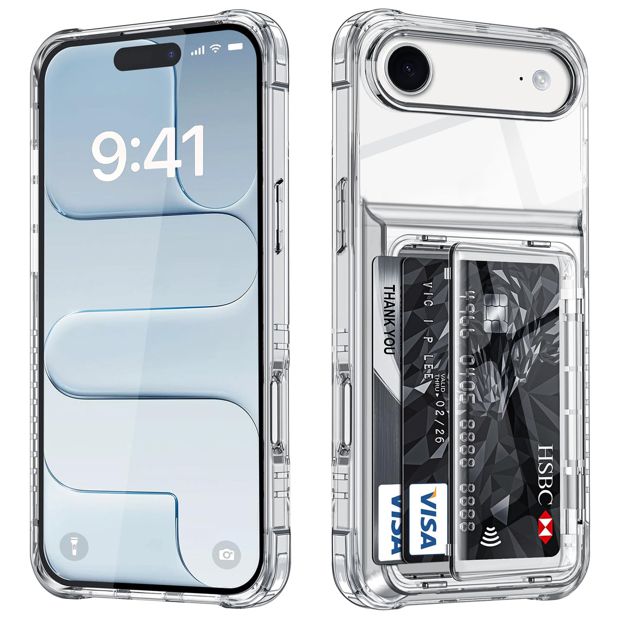 Shockproof hard PC case for iPhone 17 Pro with card slot