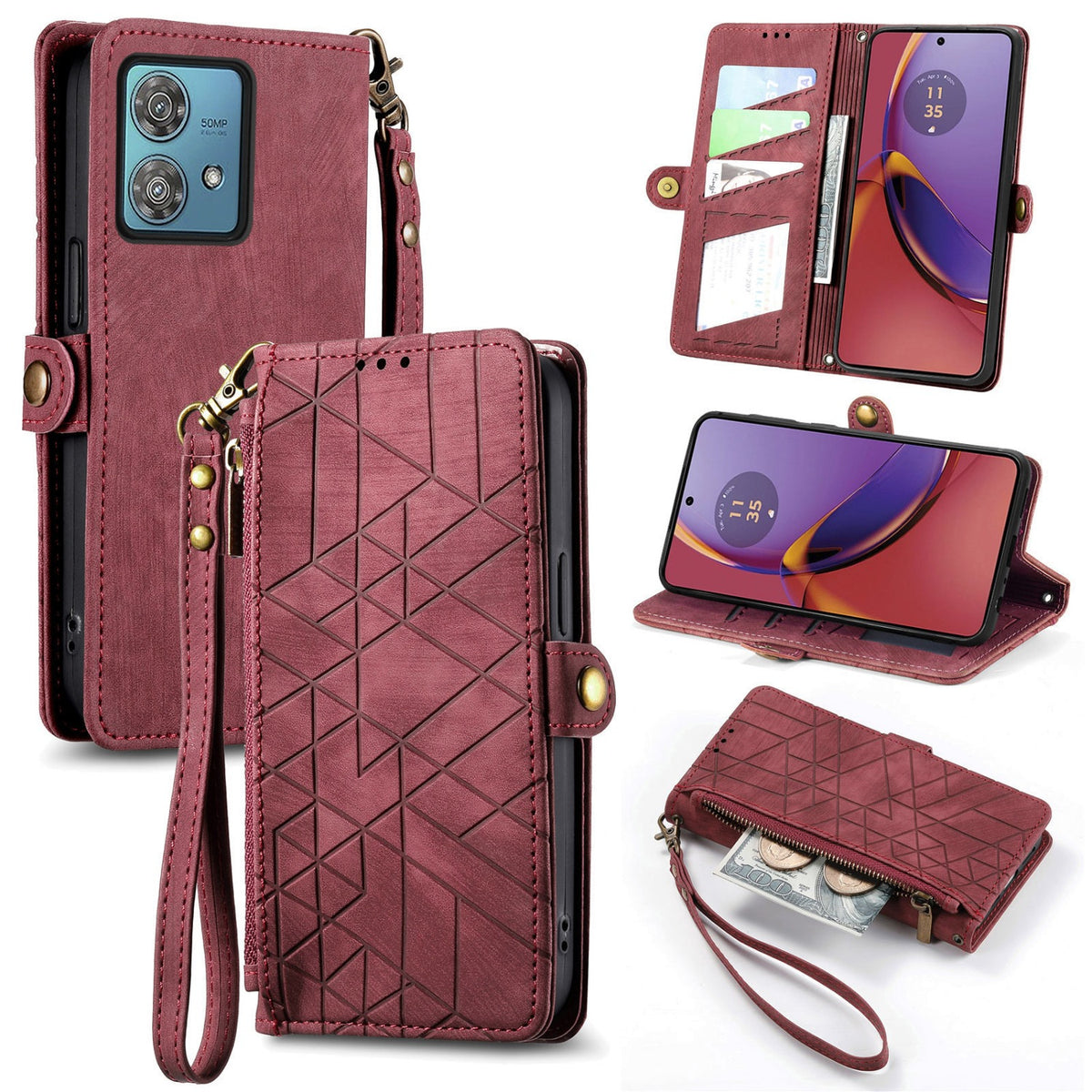 Anti-fraud TPU + leather phone case for Motorola Edge 60 Fusion