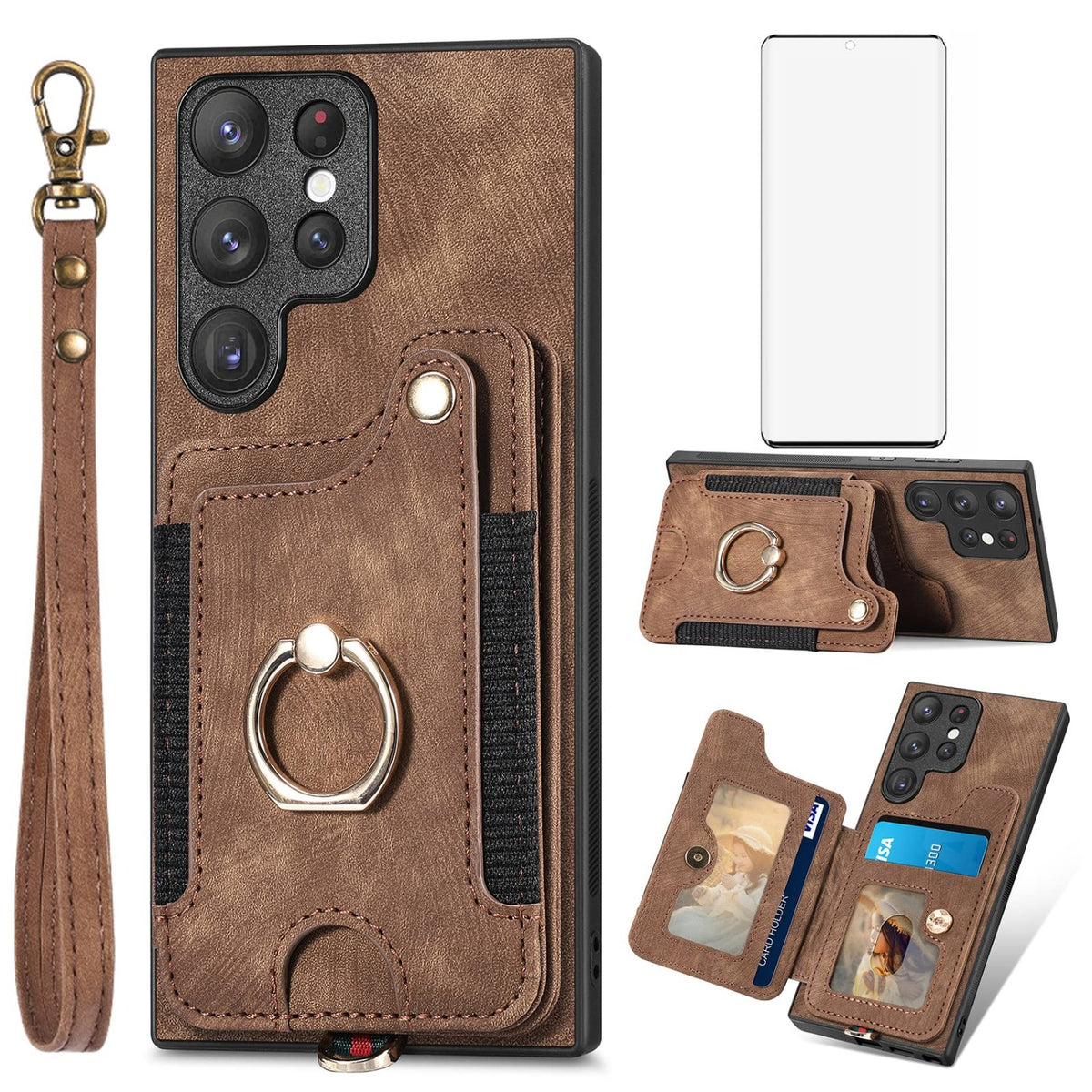 Card Holder phone case for Samsung Galaxy S22 Ultra 5G with screen pr