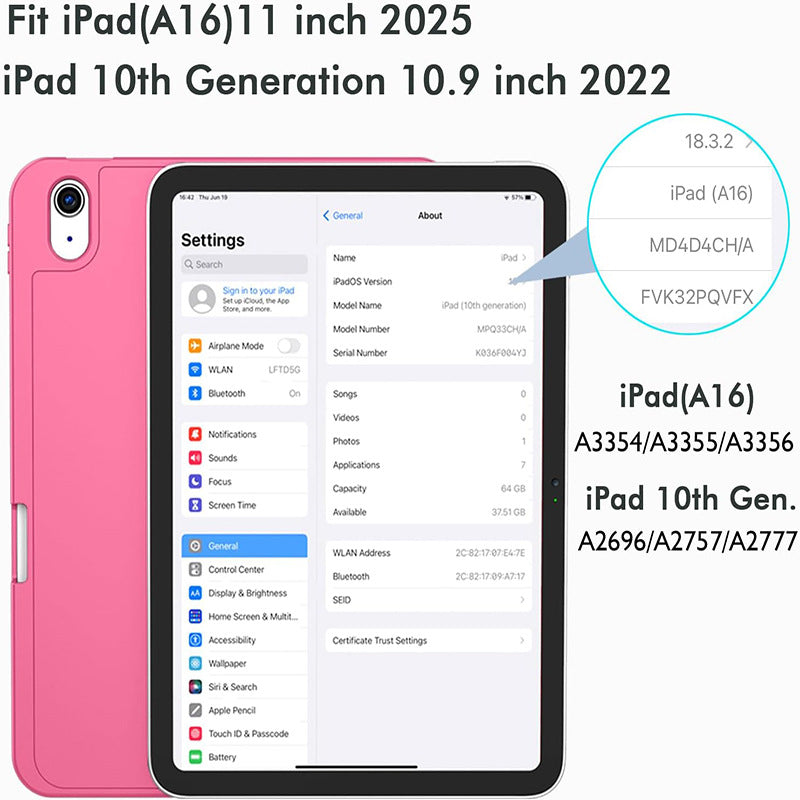 10.9/11-inch iPad A16 10th Gen Tri-fold Smart Case with Pen Slot TPU