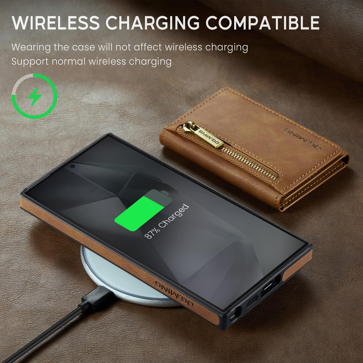 2-in-1 magnetic wallet-style phone case for Samsung Galaxy S25, made of matte leather.
