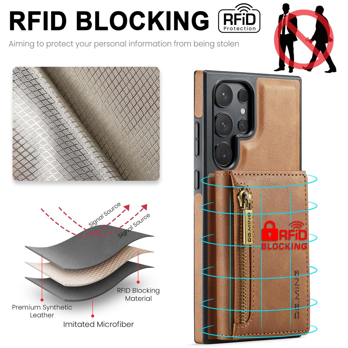 2-in-1 magnetic wallet-style phone case for Samsung Galaxy S25, made of matte leather.