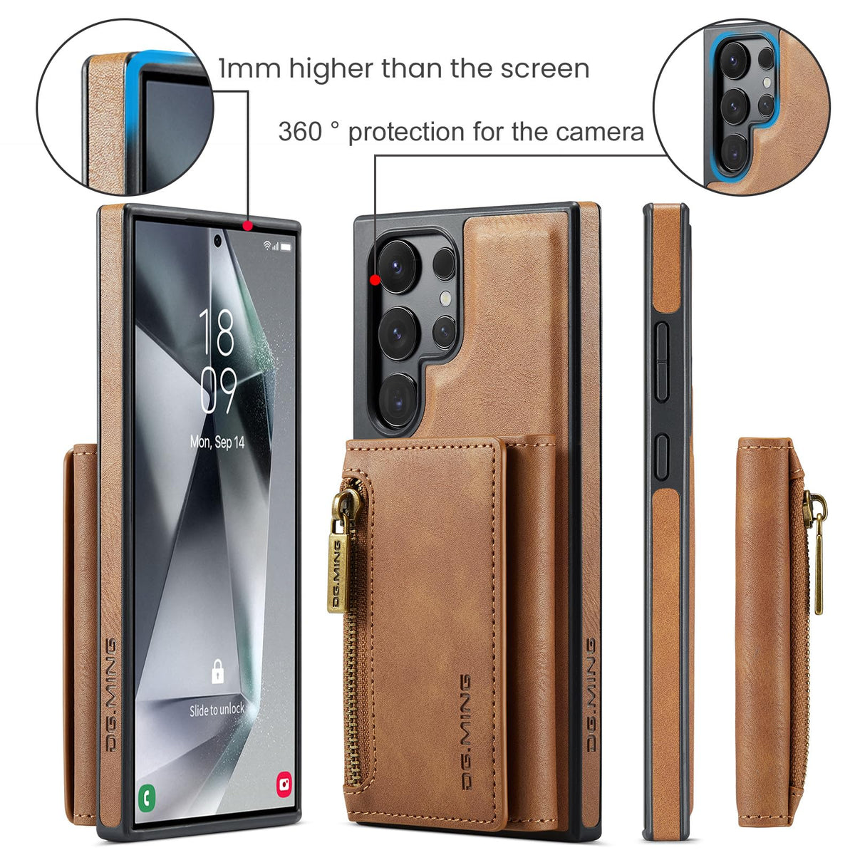2-in-1 magnetic wallet-style phone case for Samsung Galaxy S25, made of matte leather.