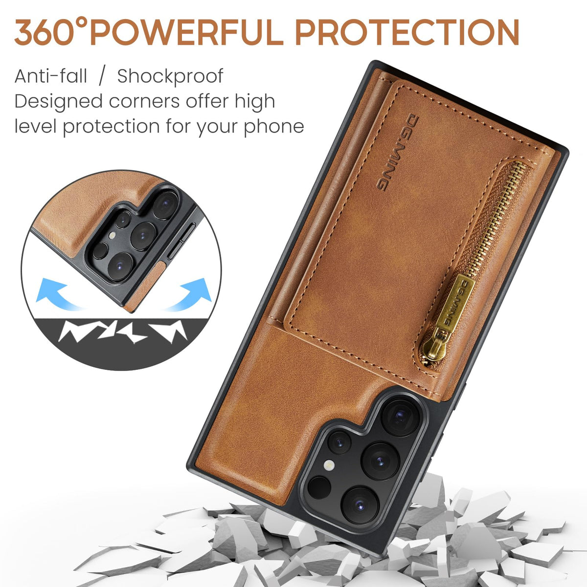 2-in-1 magnetic wallet-style phone case for Samsung Galaxy S25, made of matte leather.