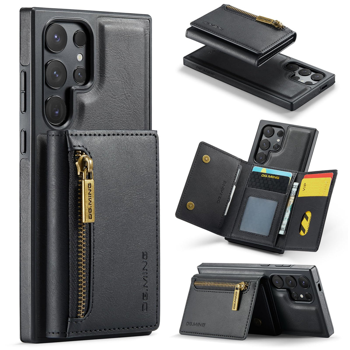 2-in-1 magnetic wallet-style phone case for Samsung Galaxy S25, made of matte leather.