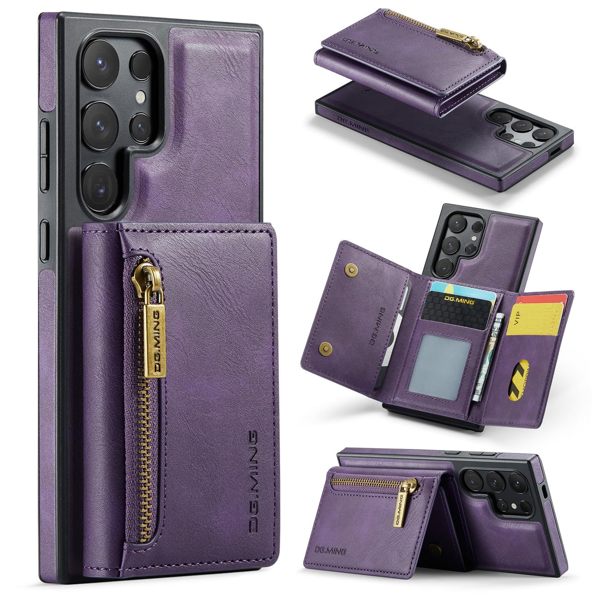2-in-1 magnetic wallet-style phone case for Samsung Galaxy S25, made of matte leather.