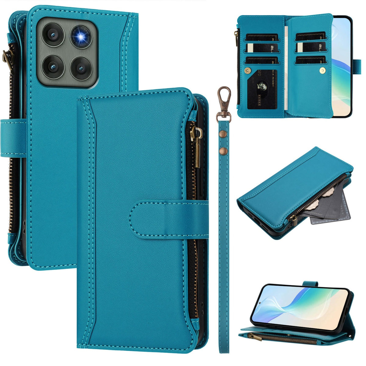 TPU + Leather Phone Case Stand for Motorola Edge 60 Fusion