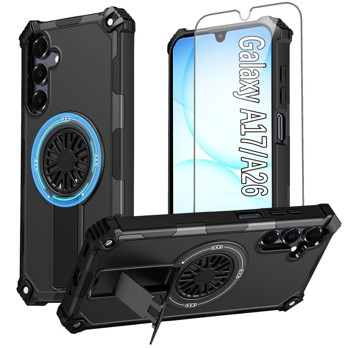 Military-grade magnetic protective case for Galaxy A17 5G with screen