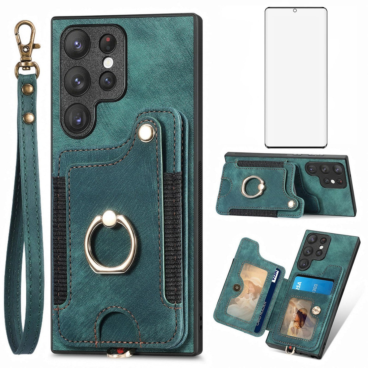 Card Holder phone case for Samsung Galaxy S22 Ultra 5G with screen pr