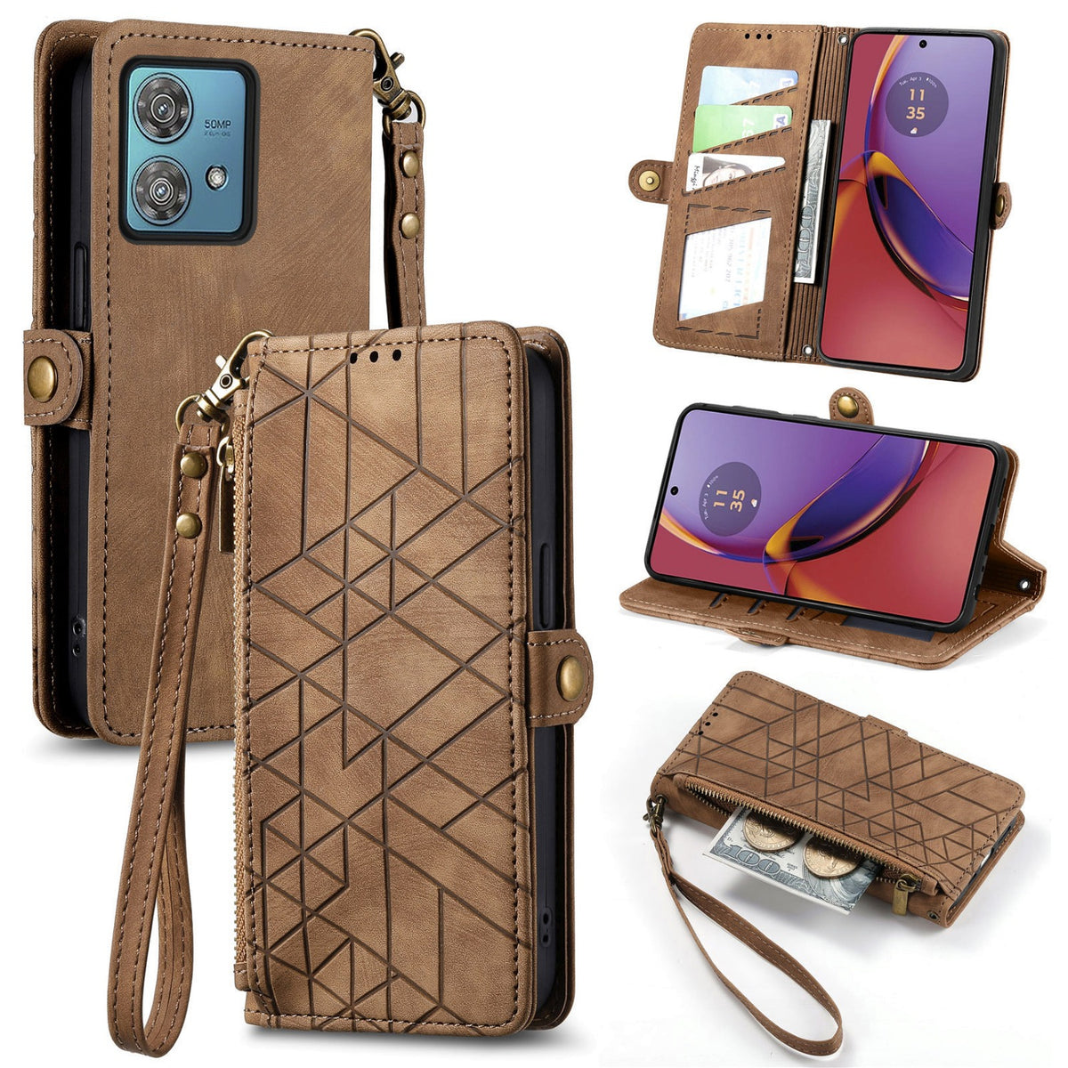 Anti-fraud TPU + leather phone case for Motorola Edge 60 Fusion