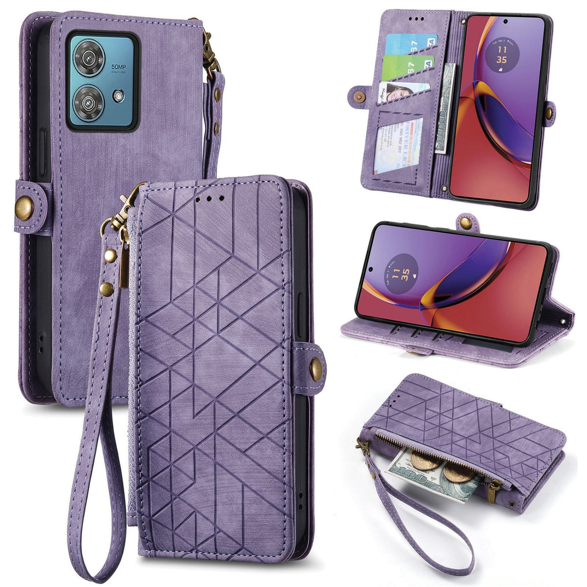 Anti-fraud TPU + leather phone case for Motorola Edge 60 Fusion