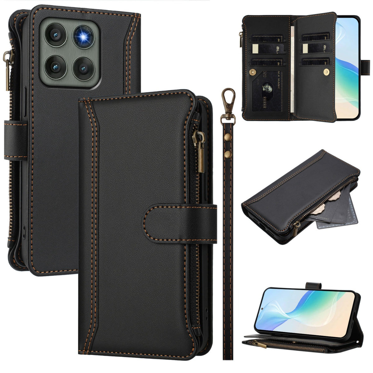 TPU + Leather Phone Case Stand for Motorola Edge 60 Fusion