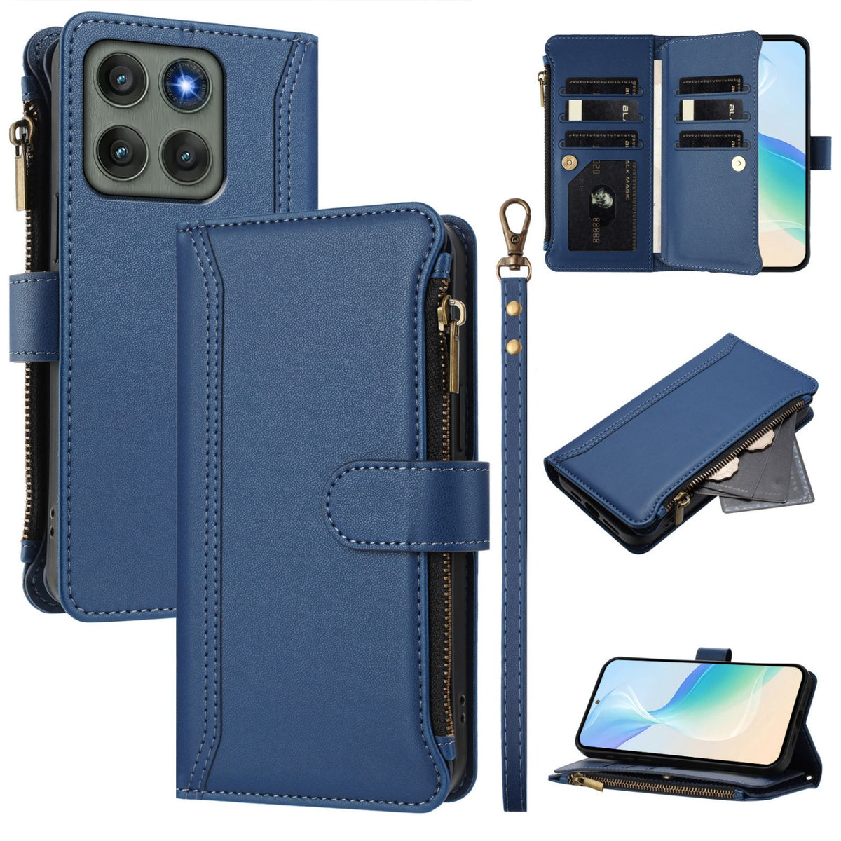 TPU + Leather Phone Case Stand for Motorola Edge 60 Fusion