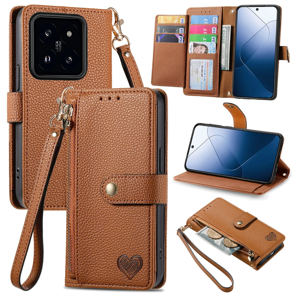 Faux leather wallet-style Card Holder phone case for Redmi Note 15 5G