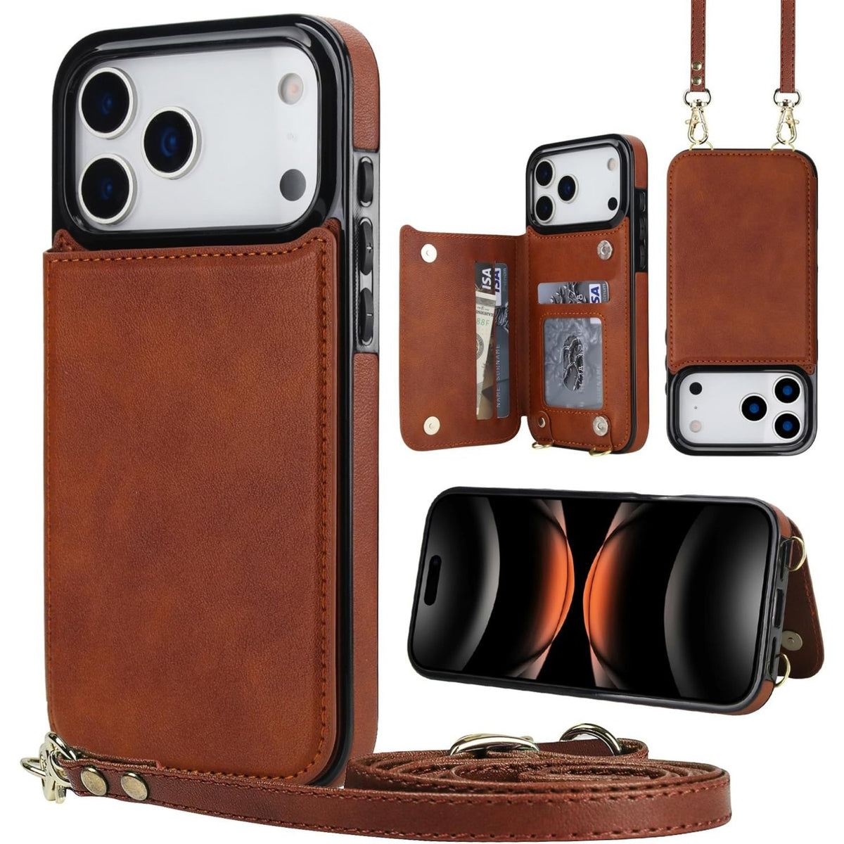 Wallet PU Leather Phone Case for iPhone 17 Pro RFID Blocking 
