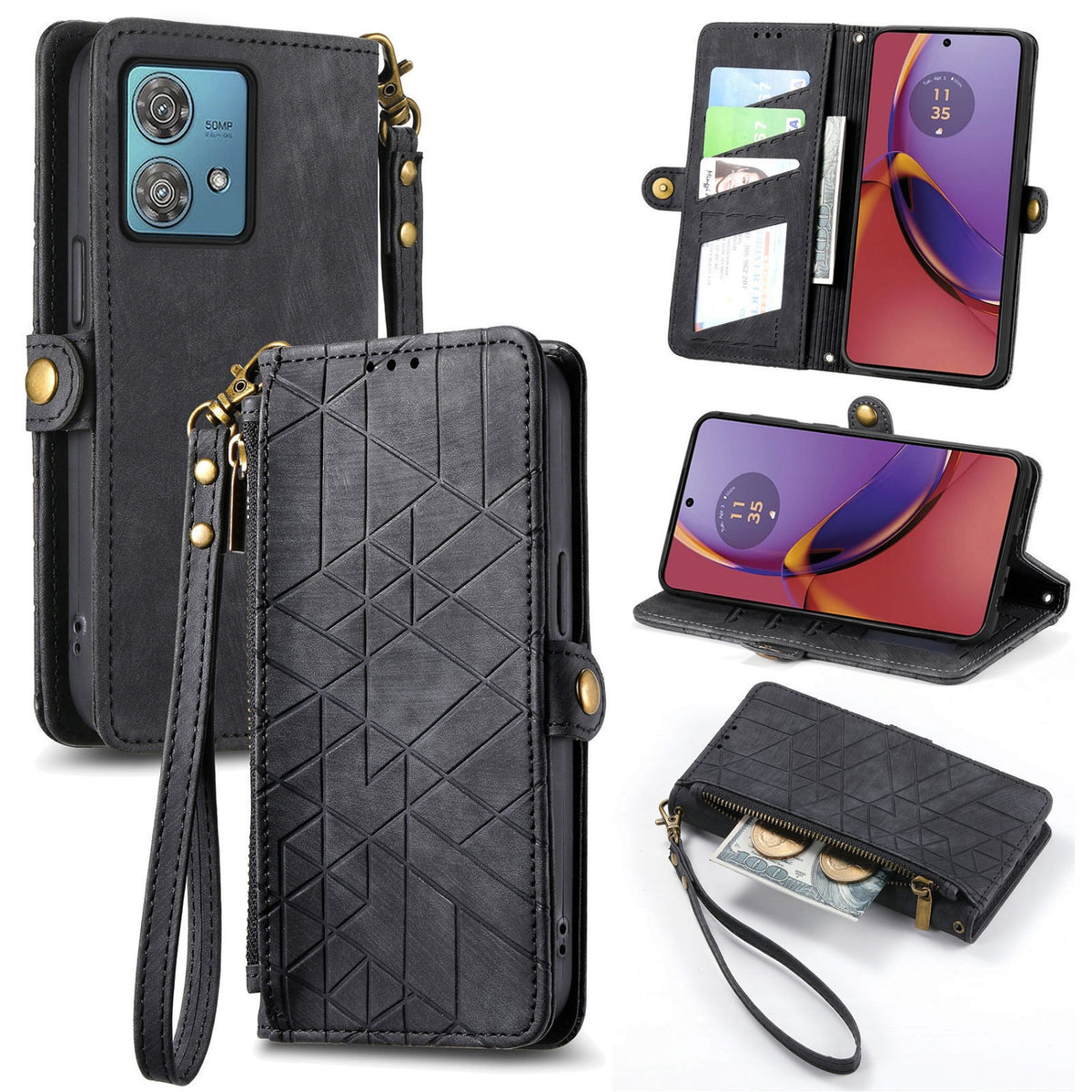 Anti-fraud TPU + leather phone case for Motorola Edge 60 Fusion