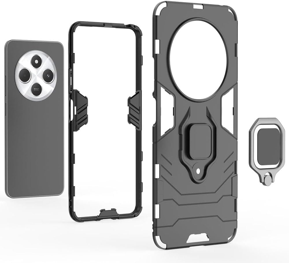 Shockproof TPU phone case for Xiaomi Redmi 14C, with tempered glass screen protector.