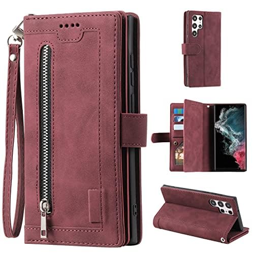Wallet-style leather phone case for Samsung Galaxy S26 Ultra, retro style