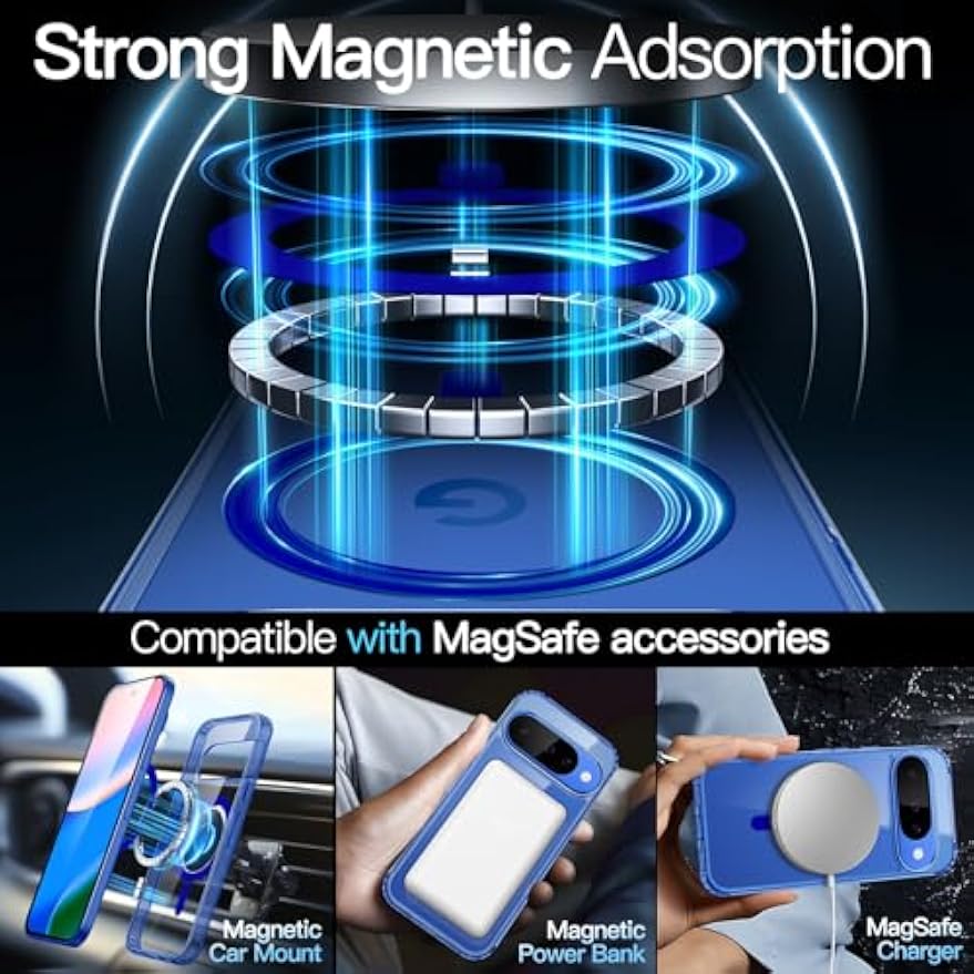 Magnetic shockproof phone case for Google Pixel 10/10 Pro, compatible with MagSafe