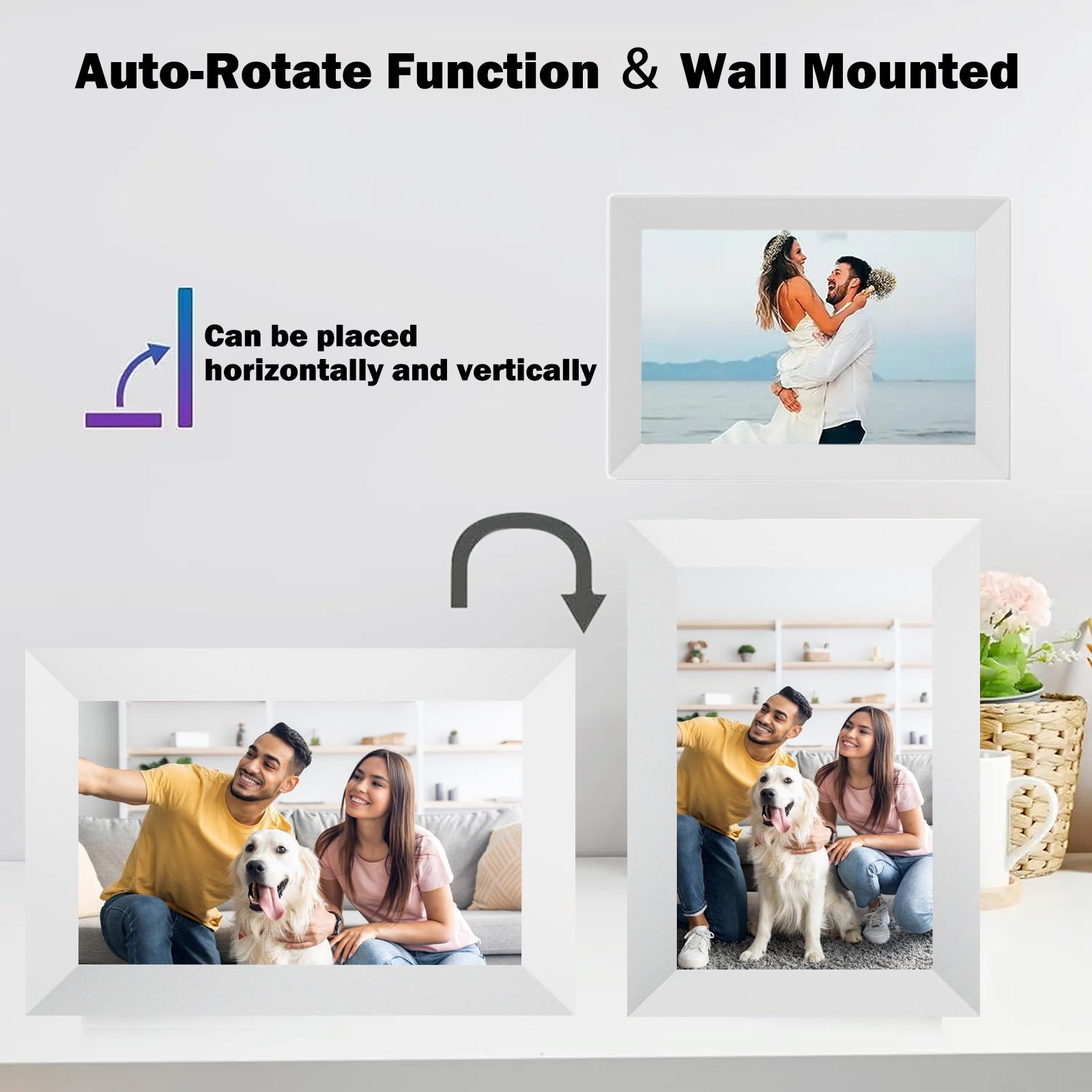 VEANXIN Frameo 10.1 Inch WiFi Digital Photo Frame-White