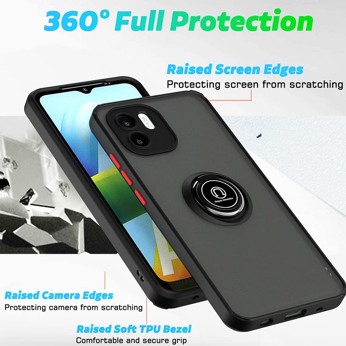 TPU + PC phone case for Xiaomi Redmi A1 / Redmi A2 4G, with screen protector