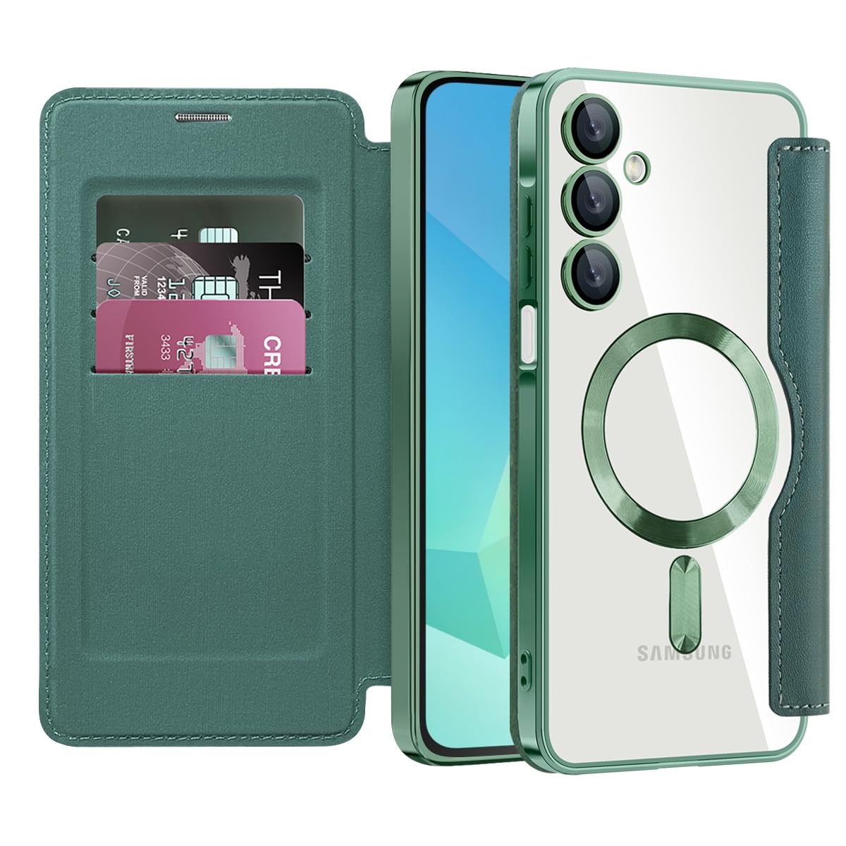Flip leather phone case for Samsung Galaxy A17 5G, MagSafe compatible