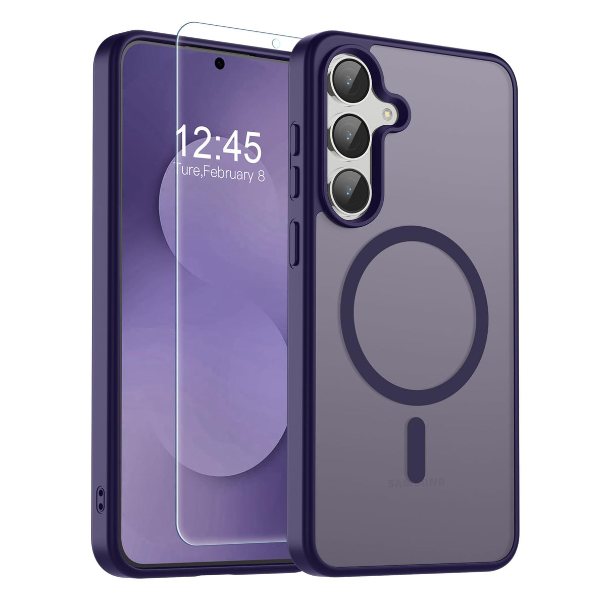 Transparent shockproof magnetic phone case for Samsung Galaxy S25 Ultra with screen protector
