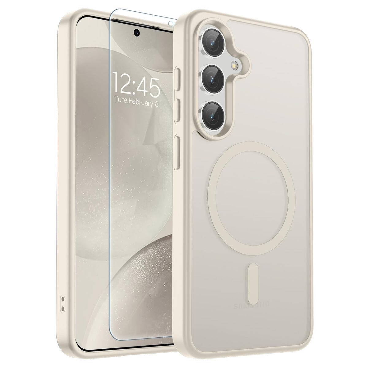 Transparent shockproof magnetic phone case for Samsung Galaxy S25 Ultra with screen protector