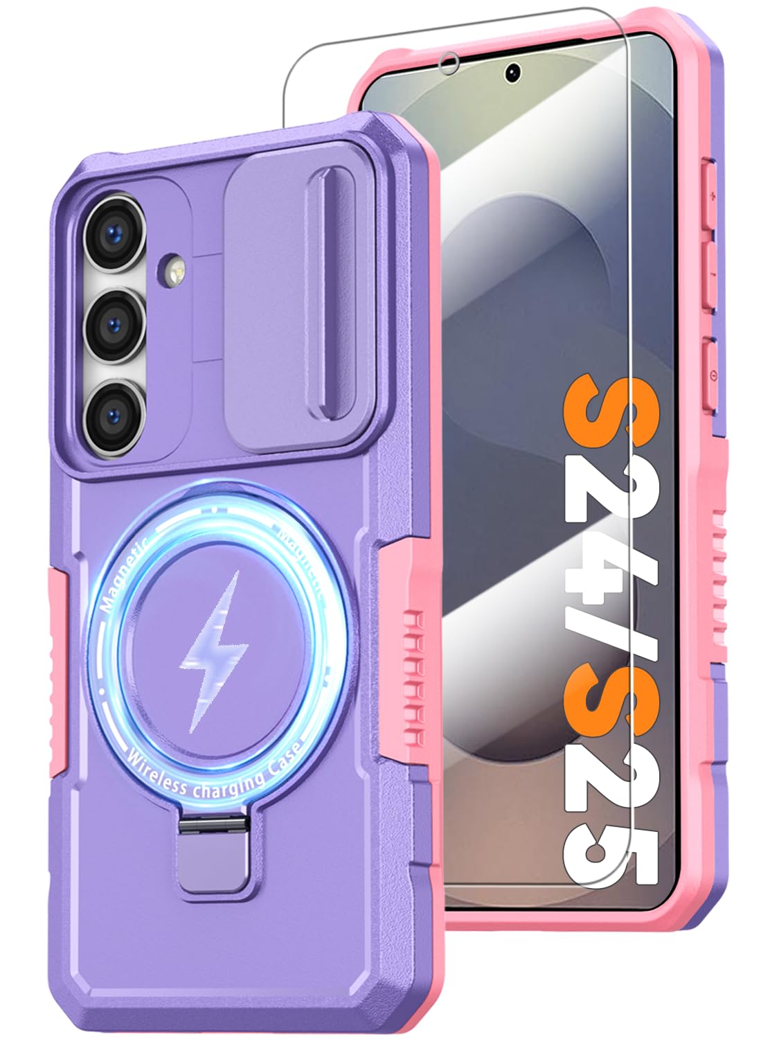 PC+TPU shockproof phone case for Samsung Galaxy S21 FE, includes 2 sc