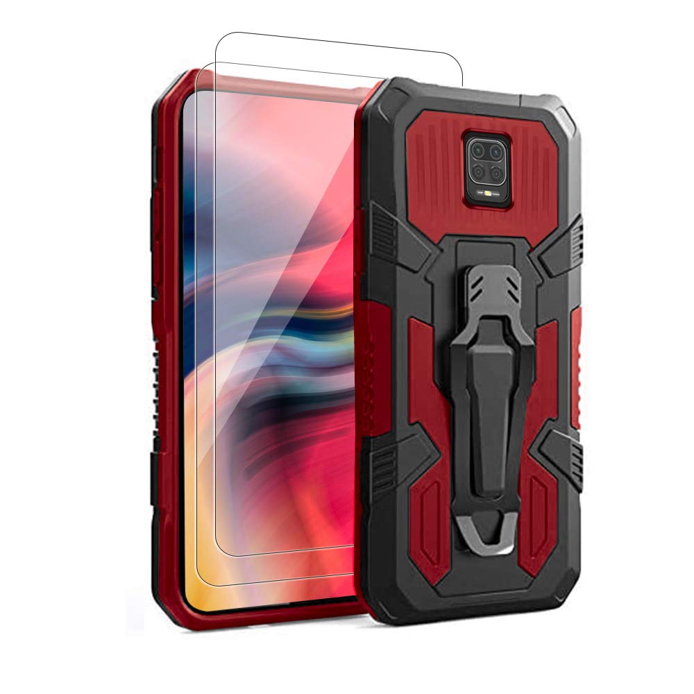Shock-proof phone case for Xiaomi Redmi Note 9s/9 Pro, includes [2-pack] tempered glass screen protector.