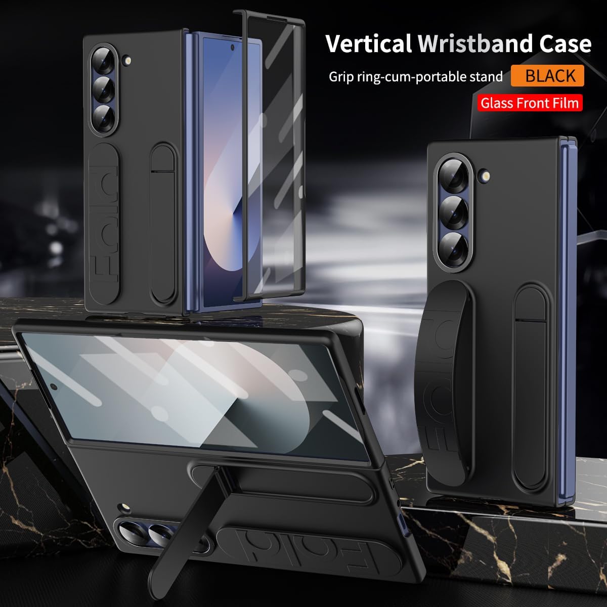 TPU Shockproof Phone Case with Wrist Strap & Stand for Samsung Galaxy Z Fold 7