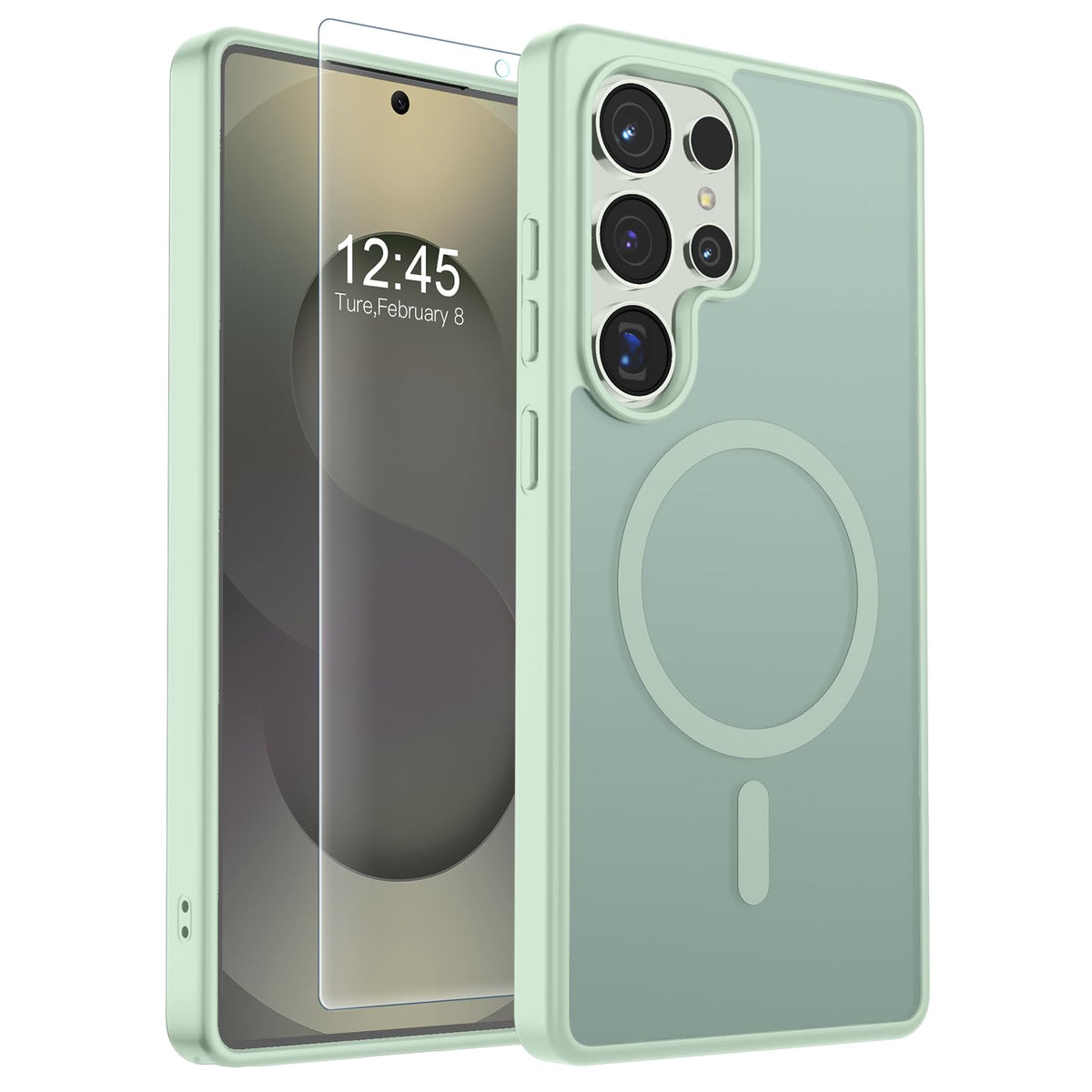 Transparent shockproof magnetic phone case for Samsung Galaxy S25 Ultra with screen protector