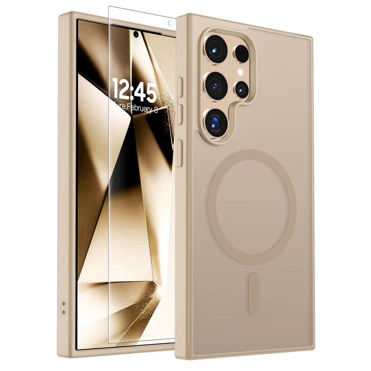 Transparent shockproof magnetic phone case for Samsung Galaxy S25 Ultra with screen protector