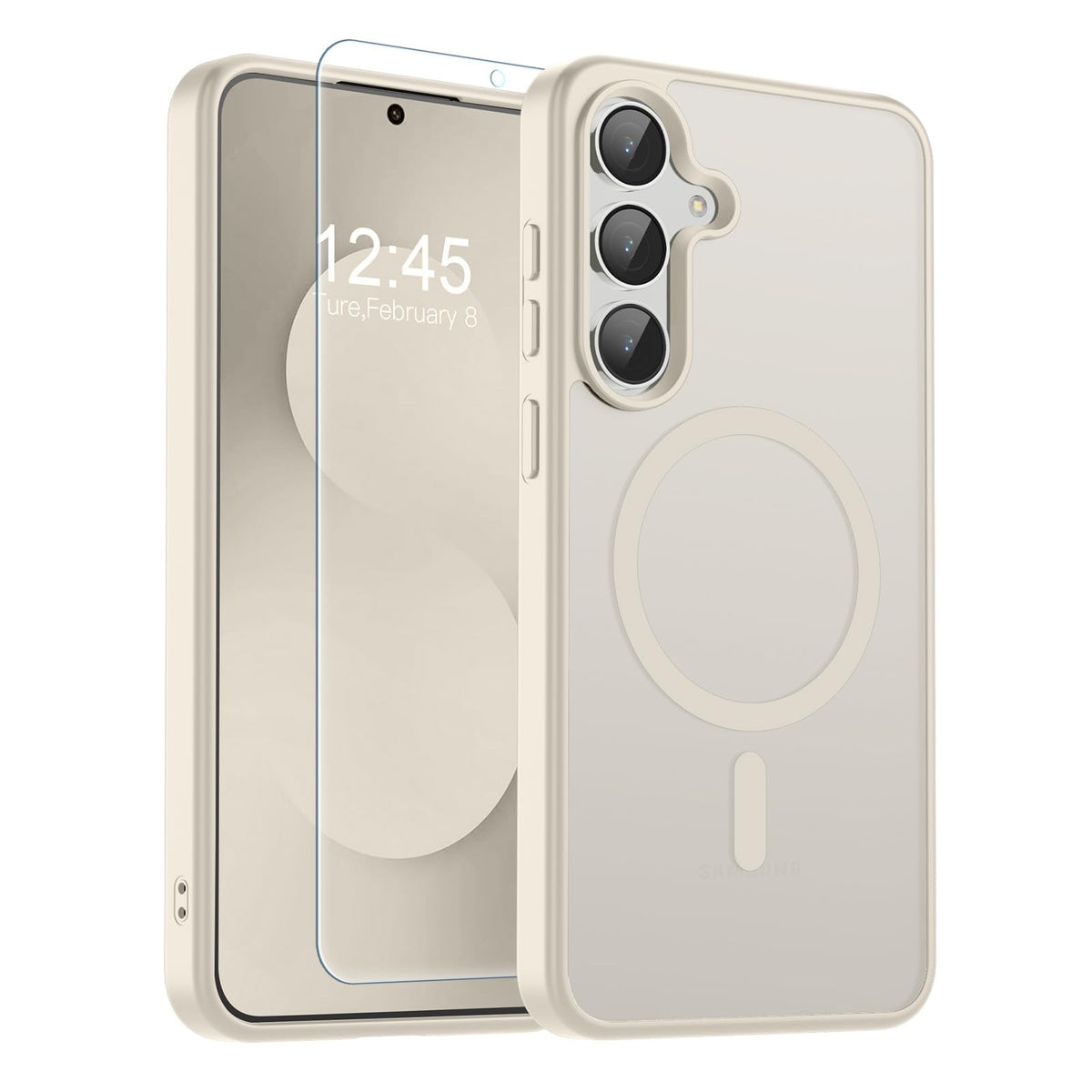 Transparent shockproof magnetic phone case for Samsung Galaxy S25 Ultra with screen protector