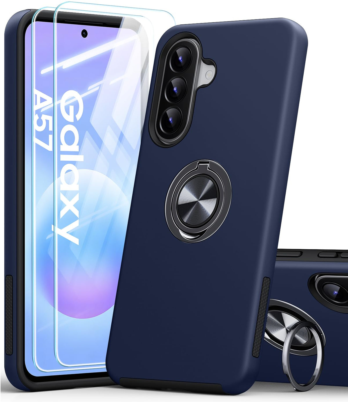 Shockproof phone case for Samsung Galaxy A56 5G, includes two screen protectors.