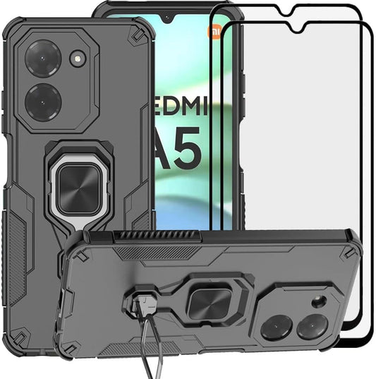 Shockproof protective case with stand for Xiaomi Redmi A5 4G, with tempered glass screen protector