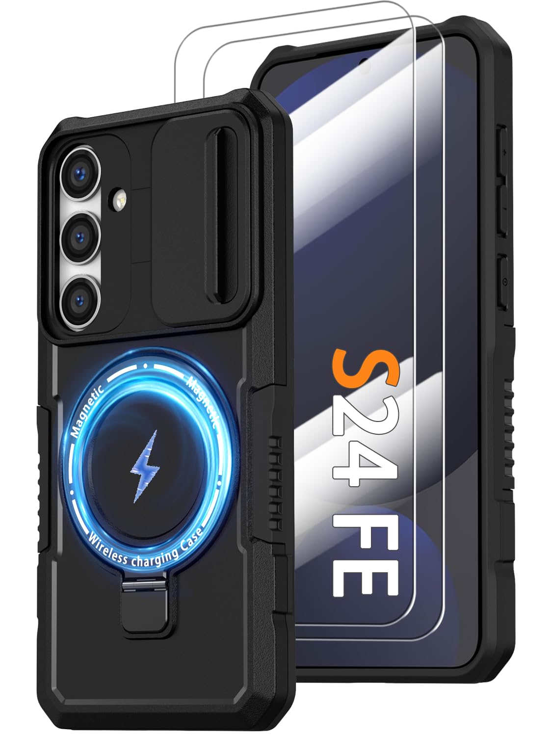 PC+TPU shockproof phone case for Samsung Galaxy S21 FE, includes 2 sc