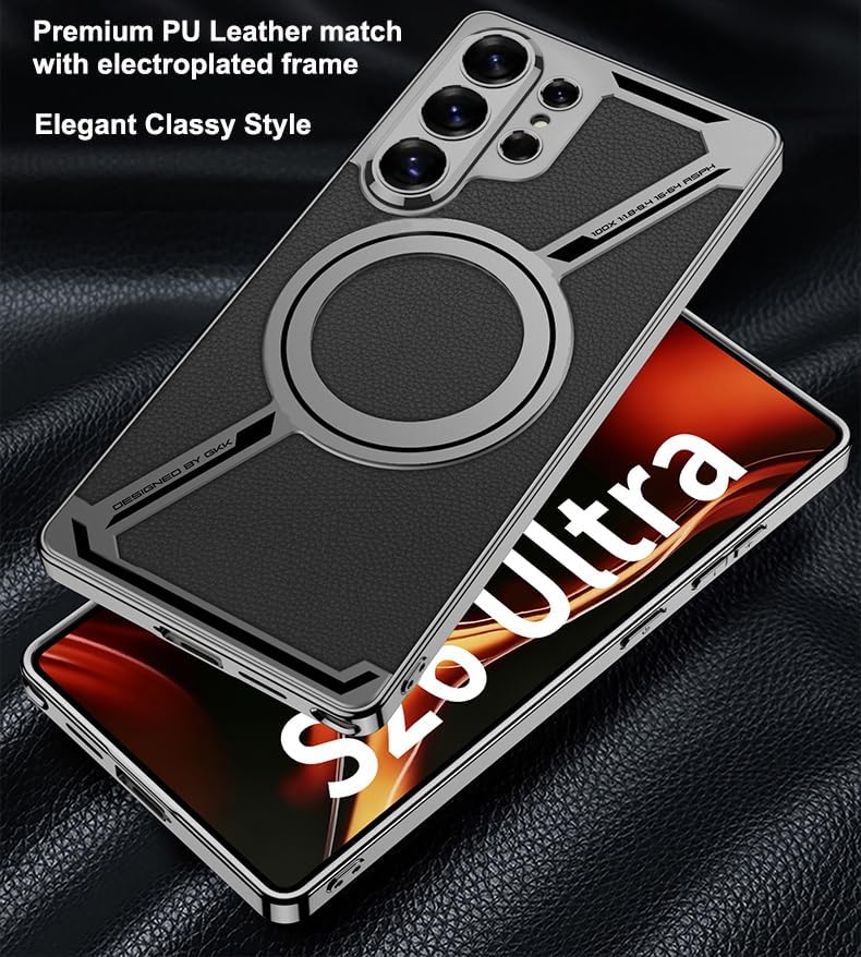 MagSafe Shockproof Leather Phone Case for Samsung Galaxy S26 Ultra 