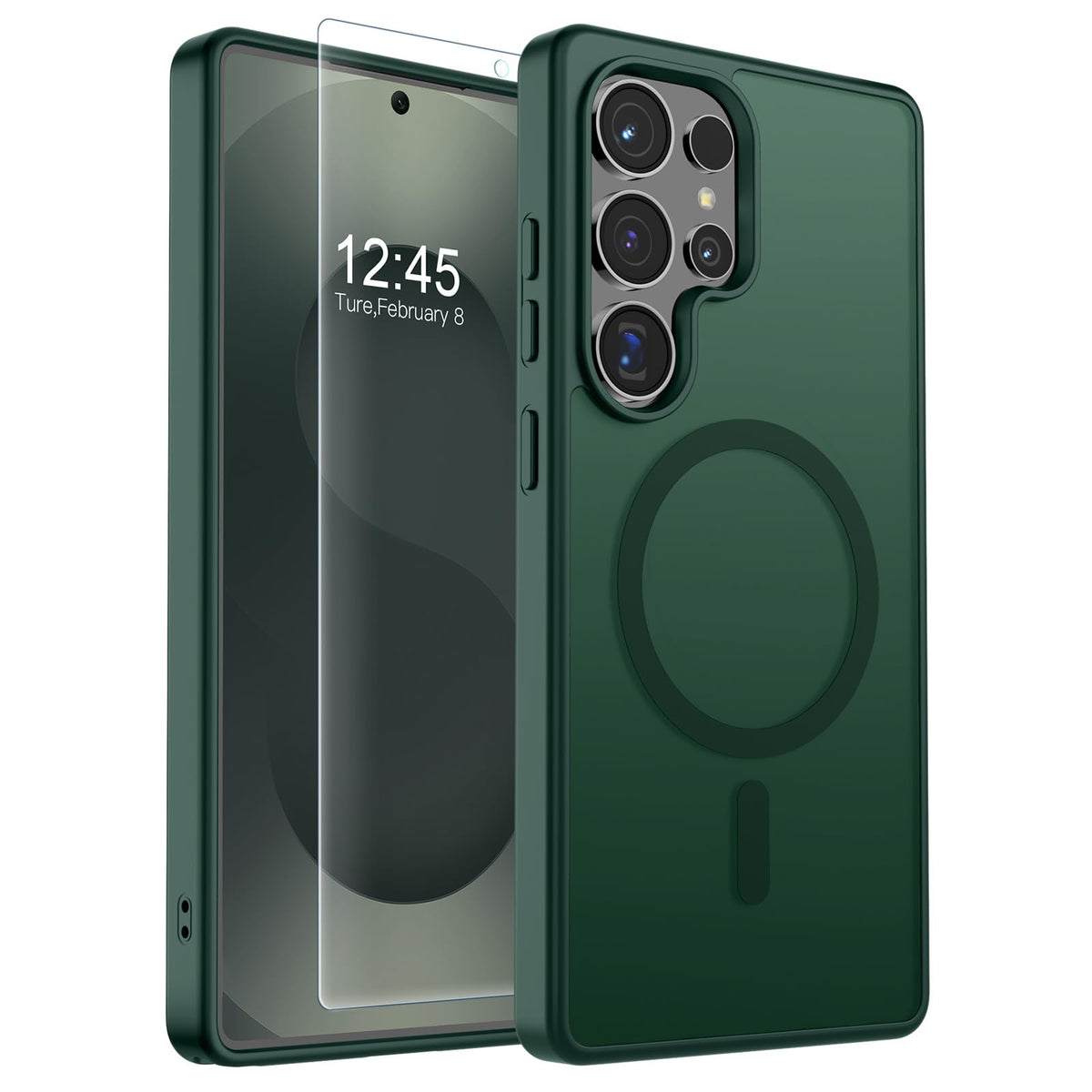 Transparent shockproof magnetic phone case for Samsung Galaxy S25 Ultra with screen protector
