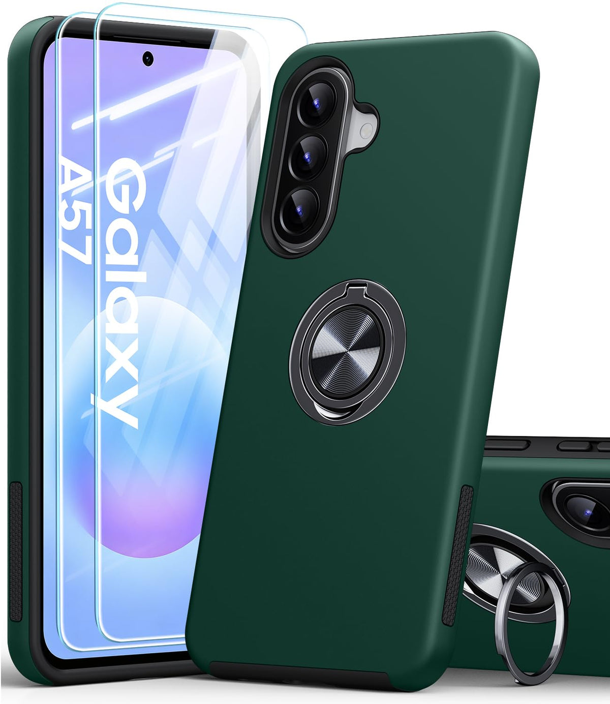 Shockproof phone case for Samsung Galaxy A56 5G, includes two screen protectors.