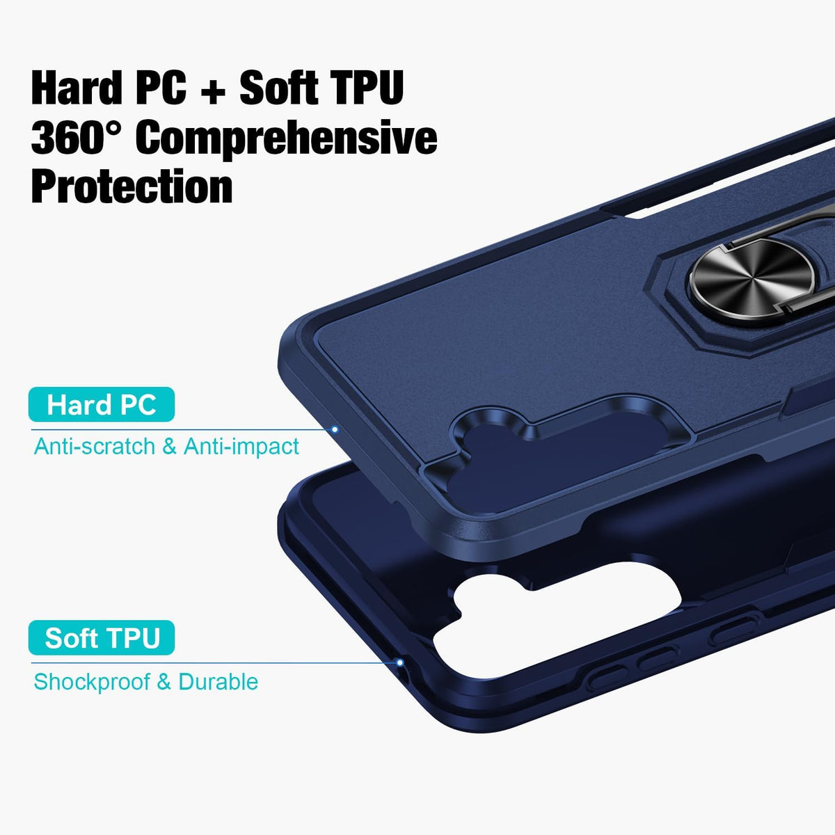 Shockproof phone case for Samsung Galaxy A37 5G with 2 tempered glass screen protectors