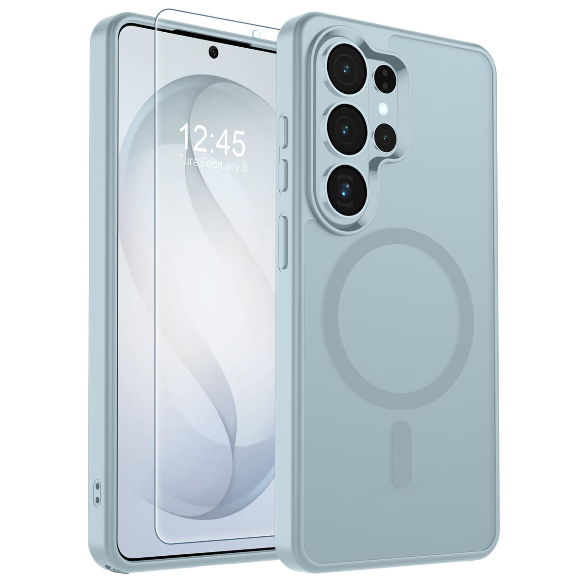Transparent shockproof magnetic phone case for Samsung Galaxy S25 Ultra with screen protector