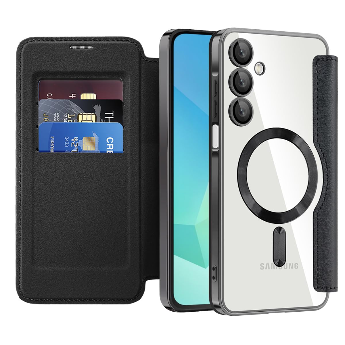 Flip leather phone case for Samsung Galaxy A17 5G, MagSafe compatible