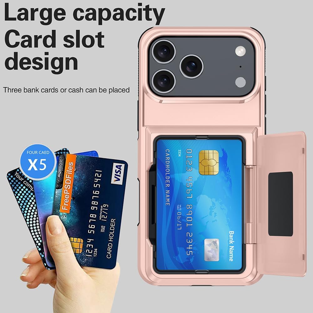 Wallet-style Shockproof phone case with card slot for iPhone 17 Pro