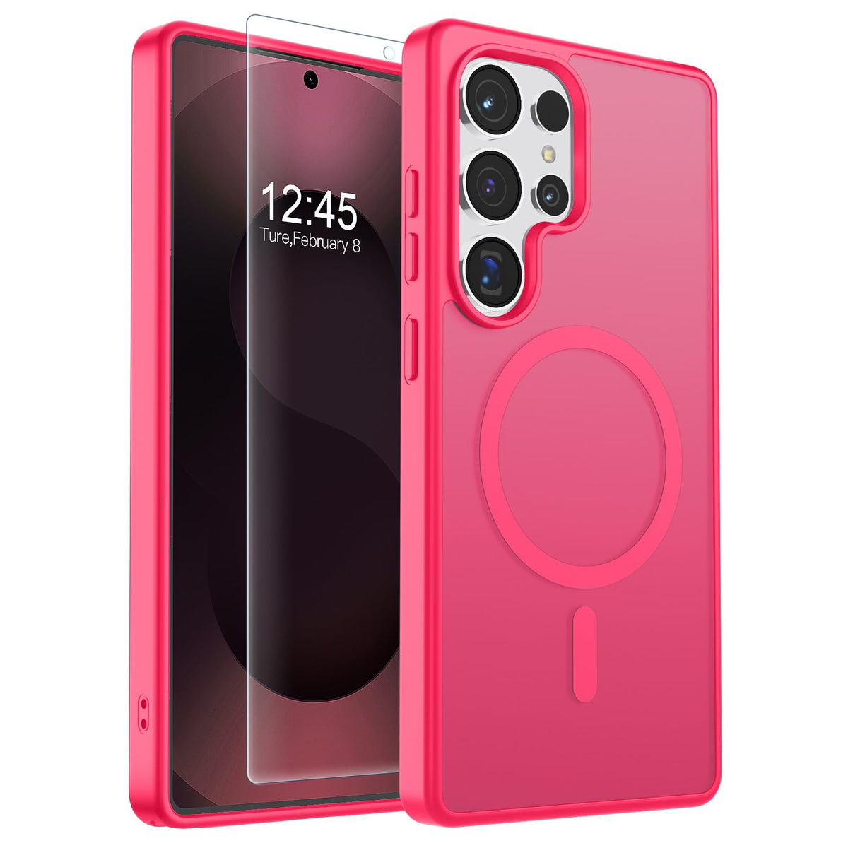 Transparent shockproof magnetic phone case for Samsung Galaxy S25 Ultra with screen protector
